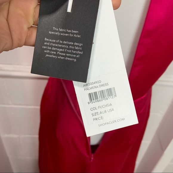New With Tags Acler Palmera Dress Fuscia Pink Long Maxi Evening Dress Size 4 - Picture 8 of 10
